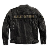 Harley Davidson Passing Link Cowhide Motorcycle Black Leather Jacket with Air Vents for Men - MNCLeather
